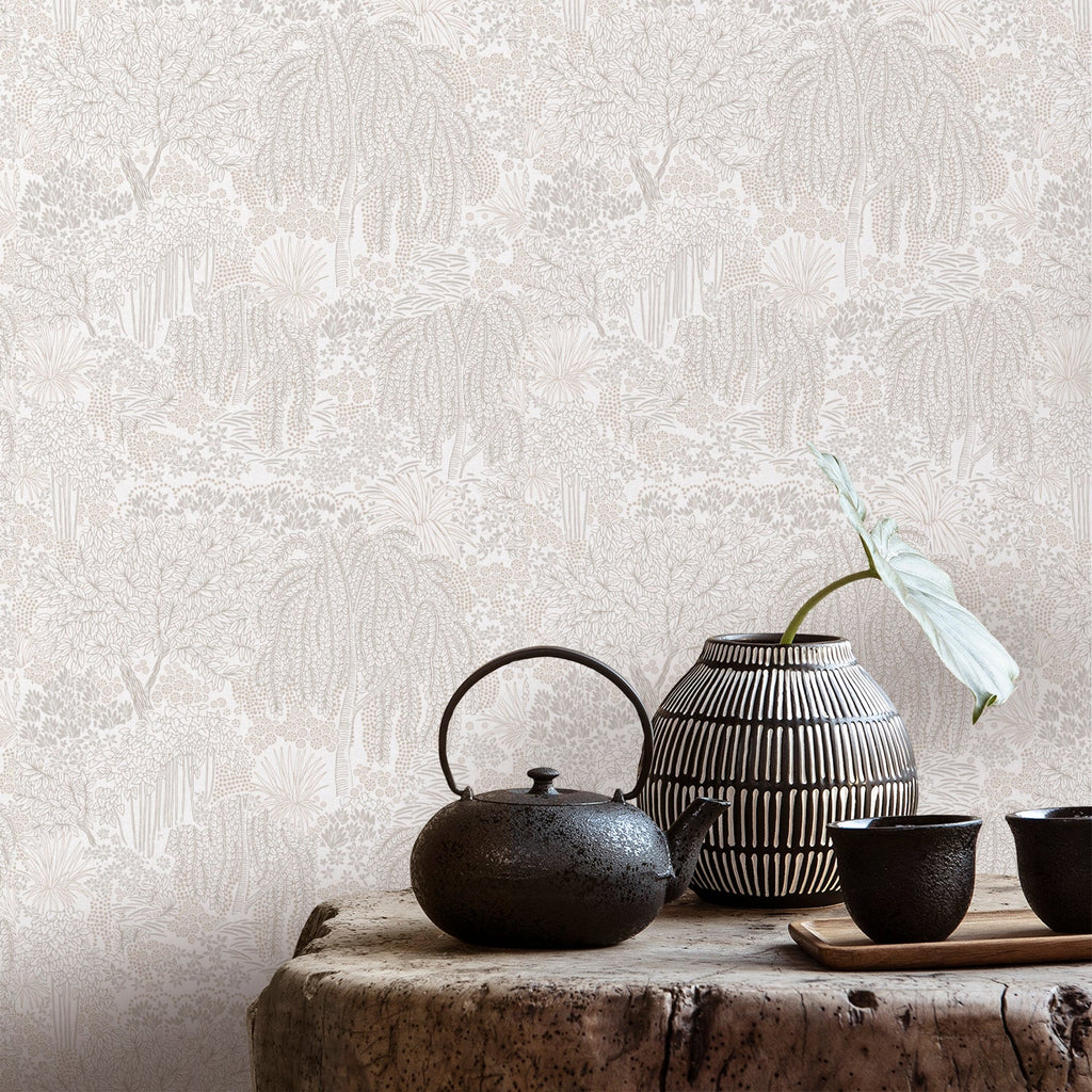 Willow Whisper Wallpaper - White room view