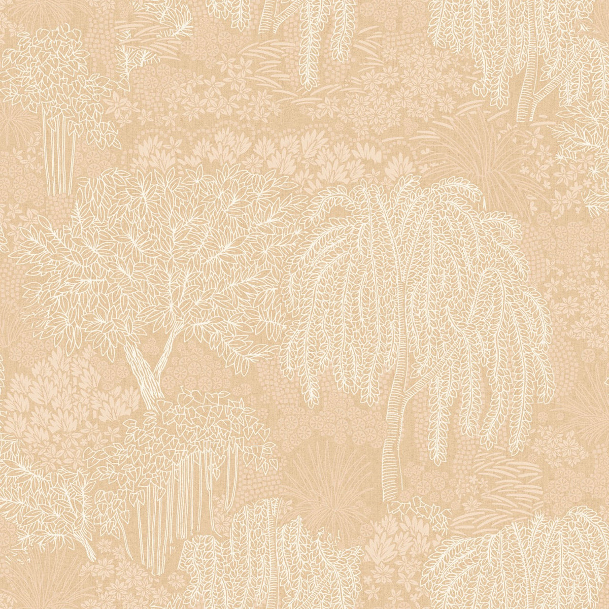Willow Whisper Wallpaper - Beige pattern