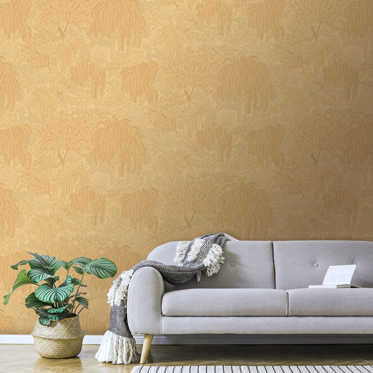 Willow Whisper Wallpaper - Yellow room view