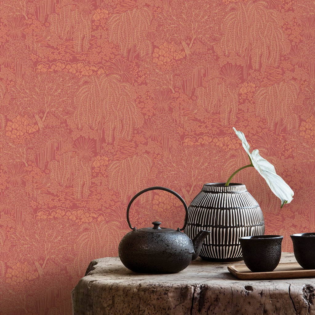Willow Whisper Wallpaper - Red room view