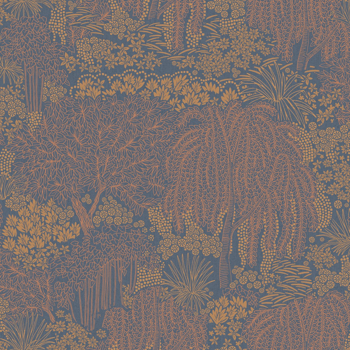 Willow Whisper Wallpaper - Navy pattern