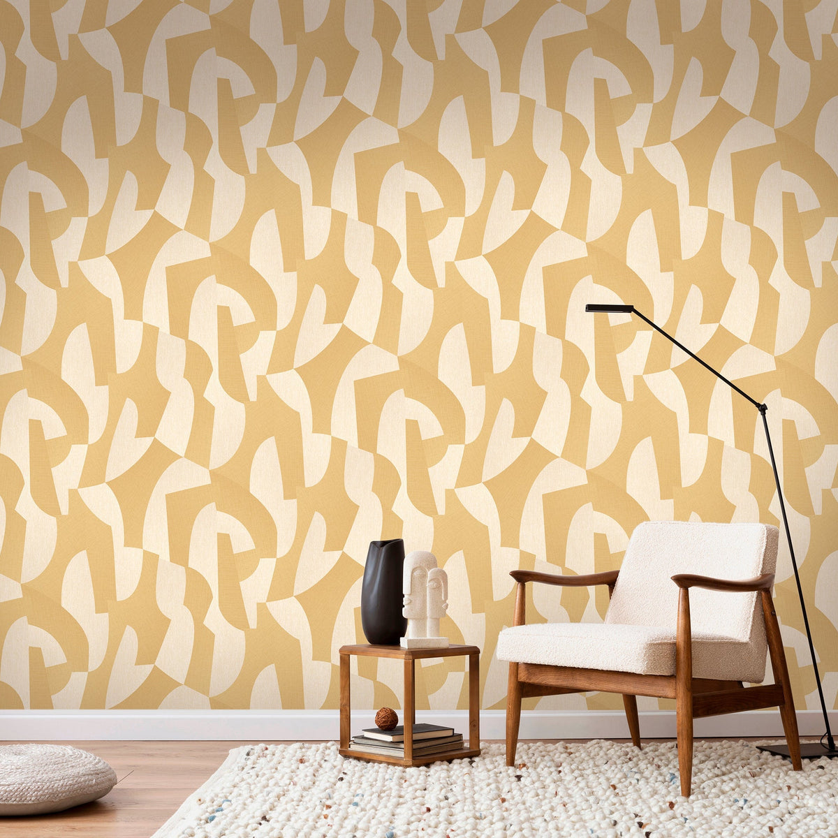 Sculpted Motion Wallpaper - Yellow room view