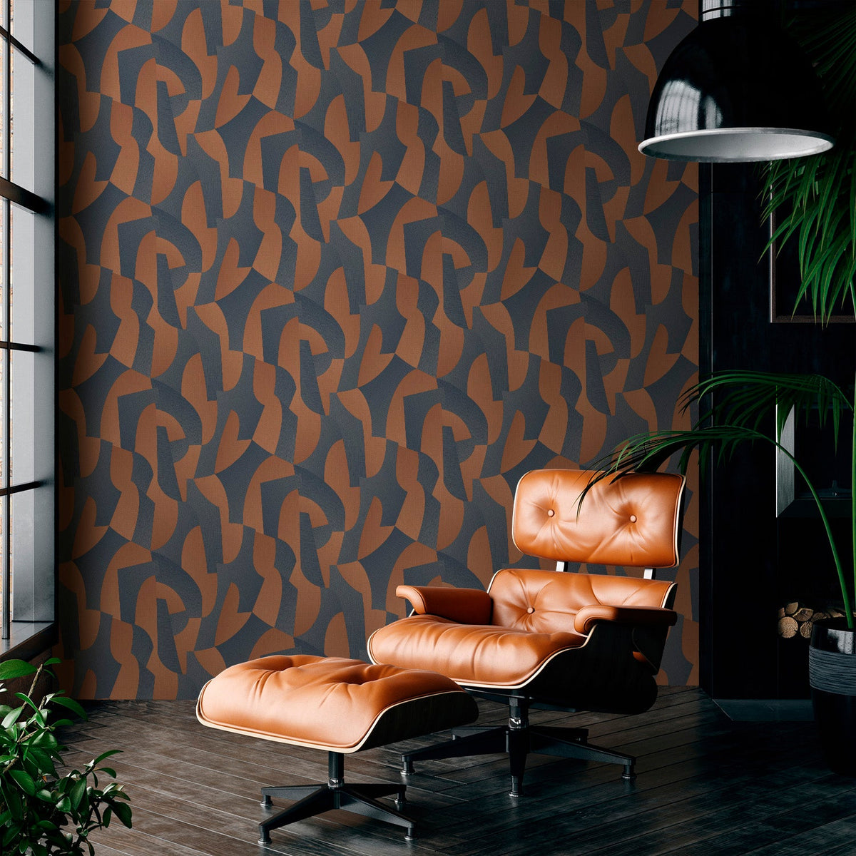 Sculpted Motion Wallpaper - Navy room view