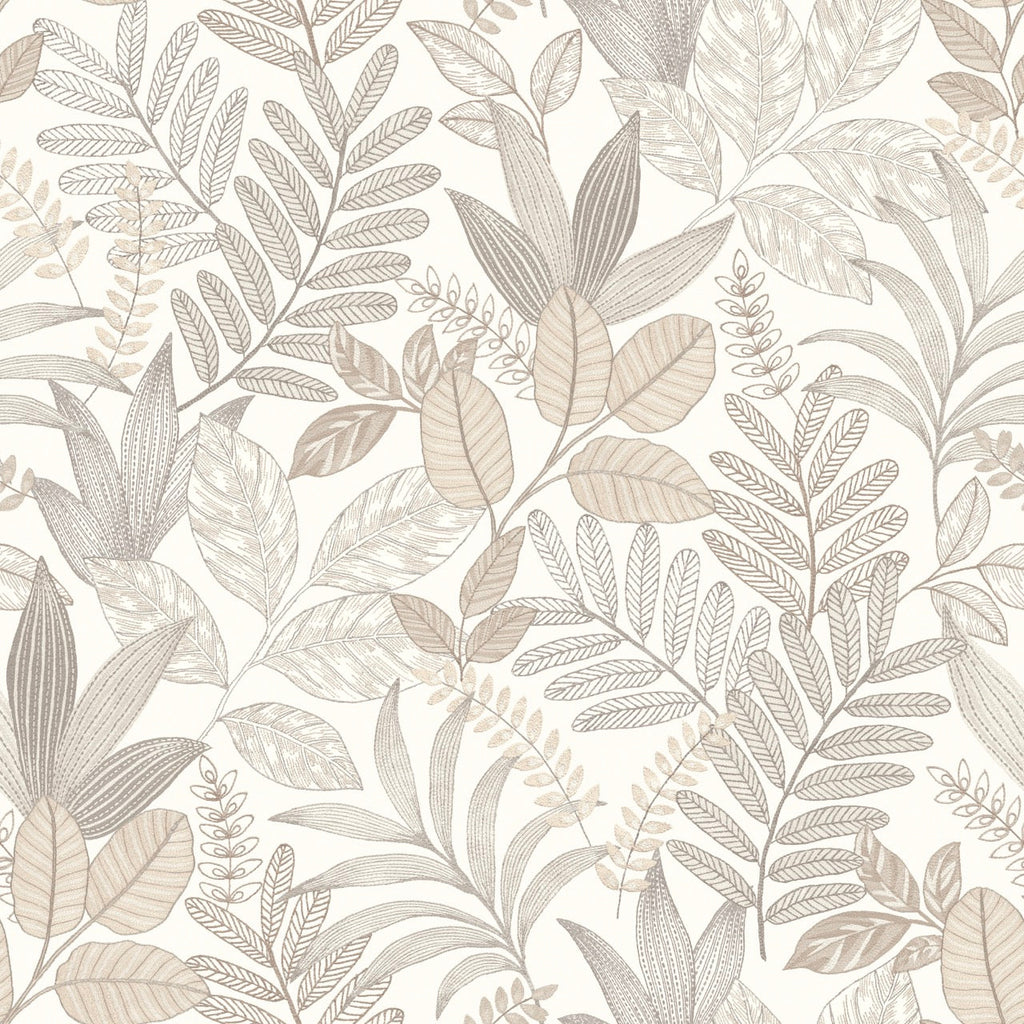 Allure Foliage Wallpaper - White pattern