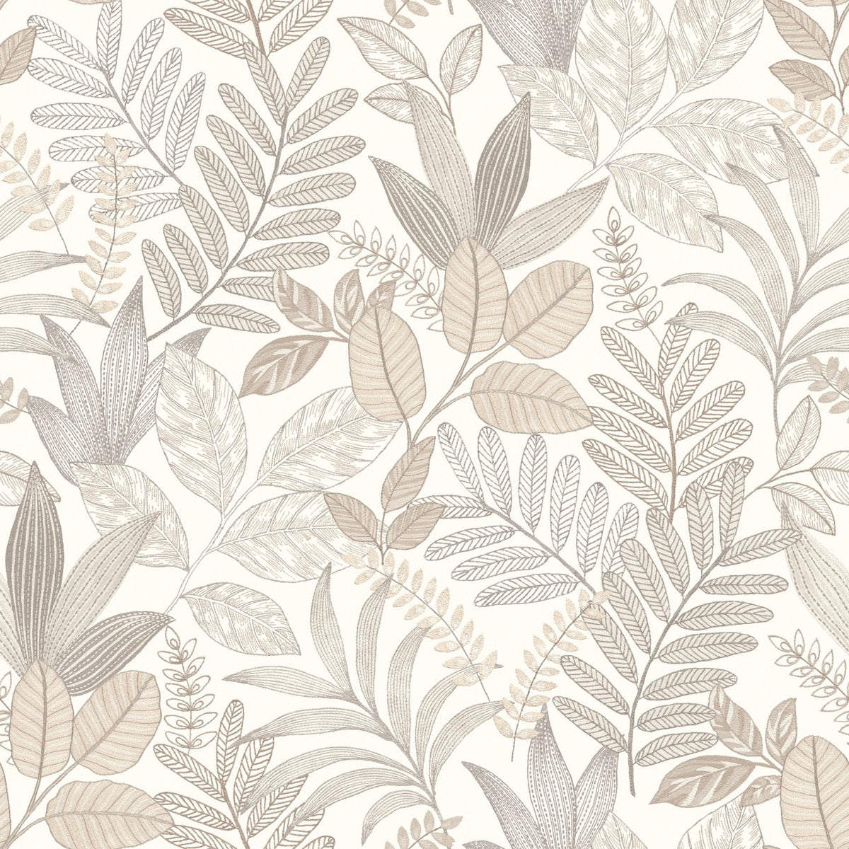 Allure Foliage Wallpaper - White pattern