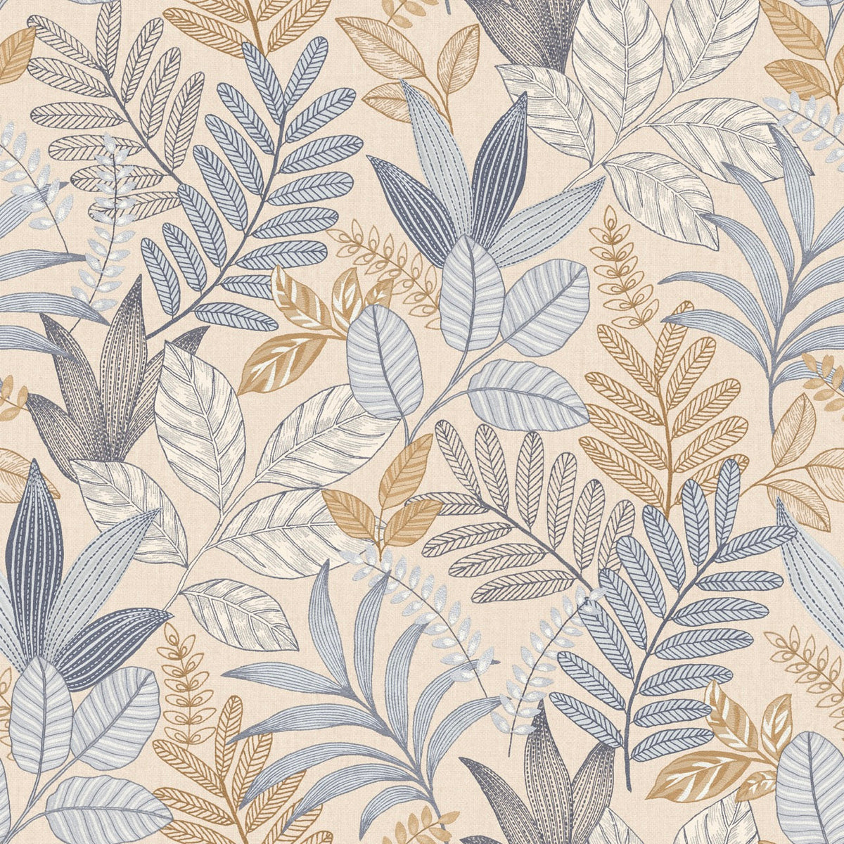 Allure Foliage Wallpaper - Beige pattern