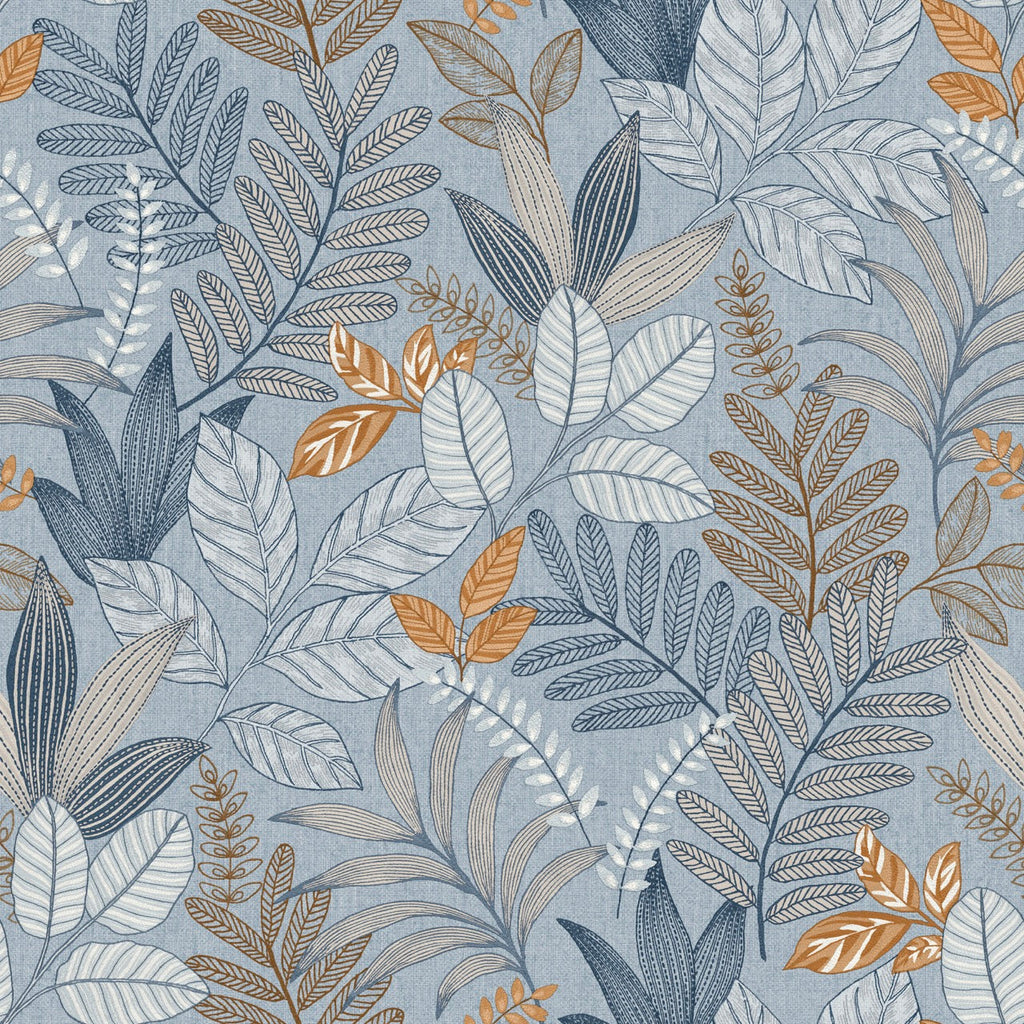 Allure Foliage Wallpaper - Blue pattern
