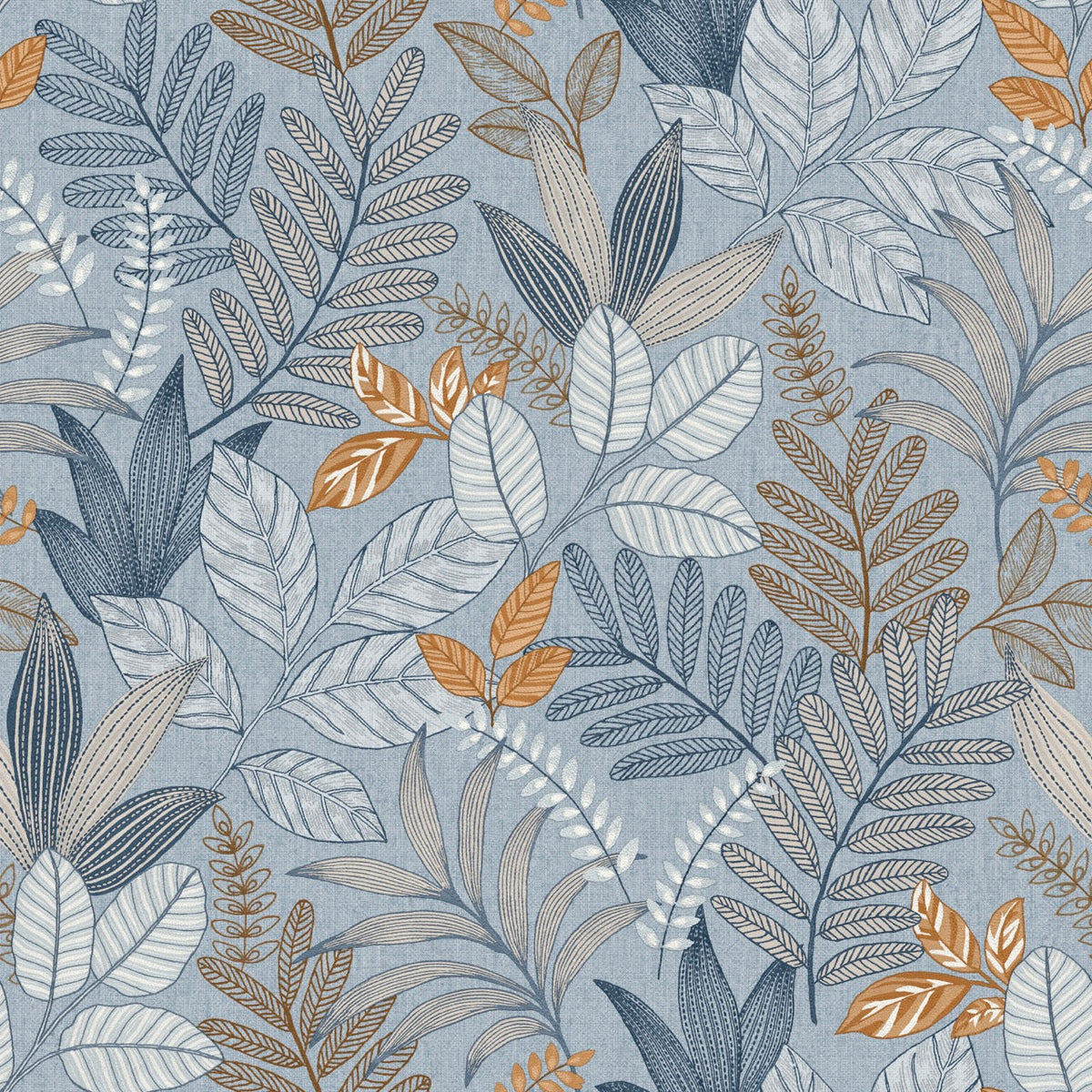 Allure Foliage Wallpaper - Blue pattern