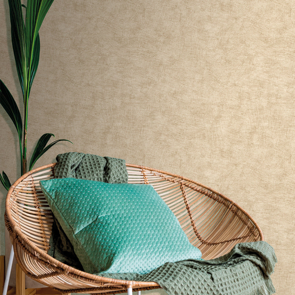 Pampas Plain Brushed Texture Wallpaper - Brown room view