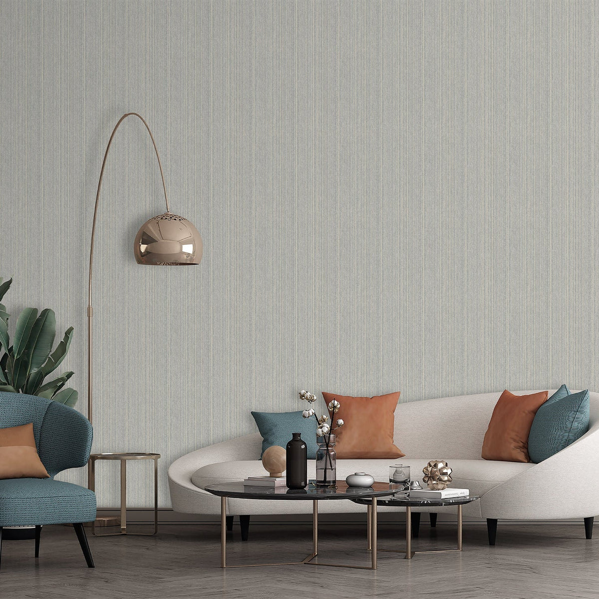 Rope Plain Texture Wallpaper - Blue room view