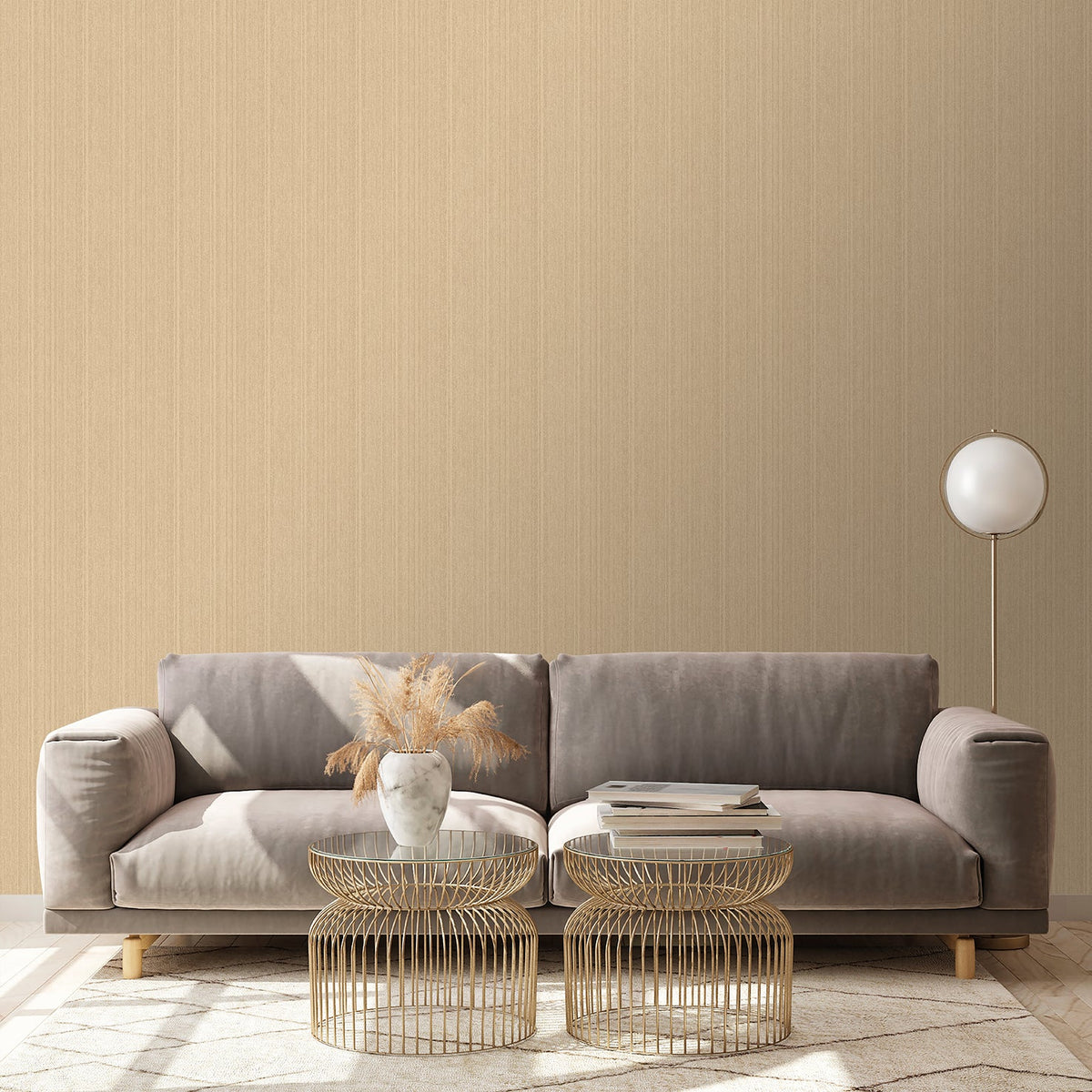 Rope Plain Texture Wallpaper - Tan room view
