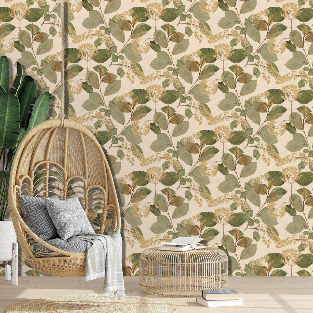Castanum Bloom Wallpaper - Green room view