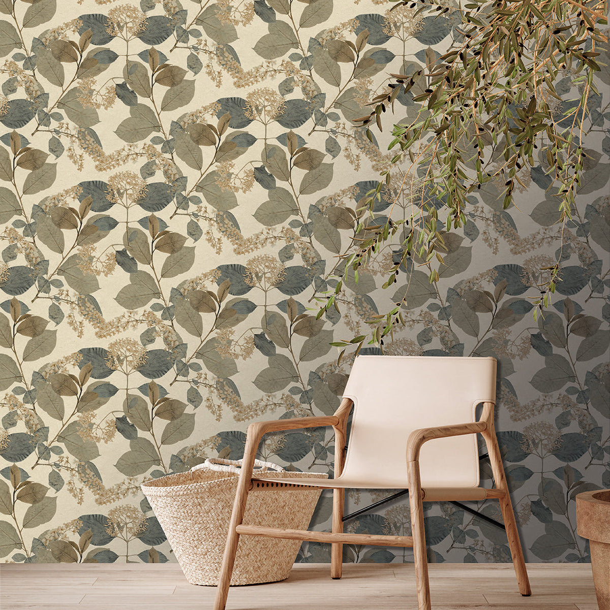 Castanum Bloom Wallpaper - Blue room view