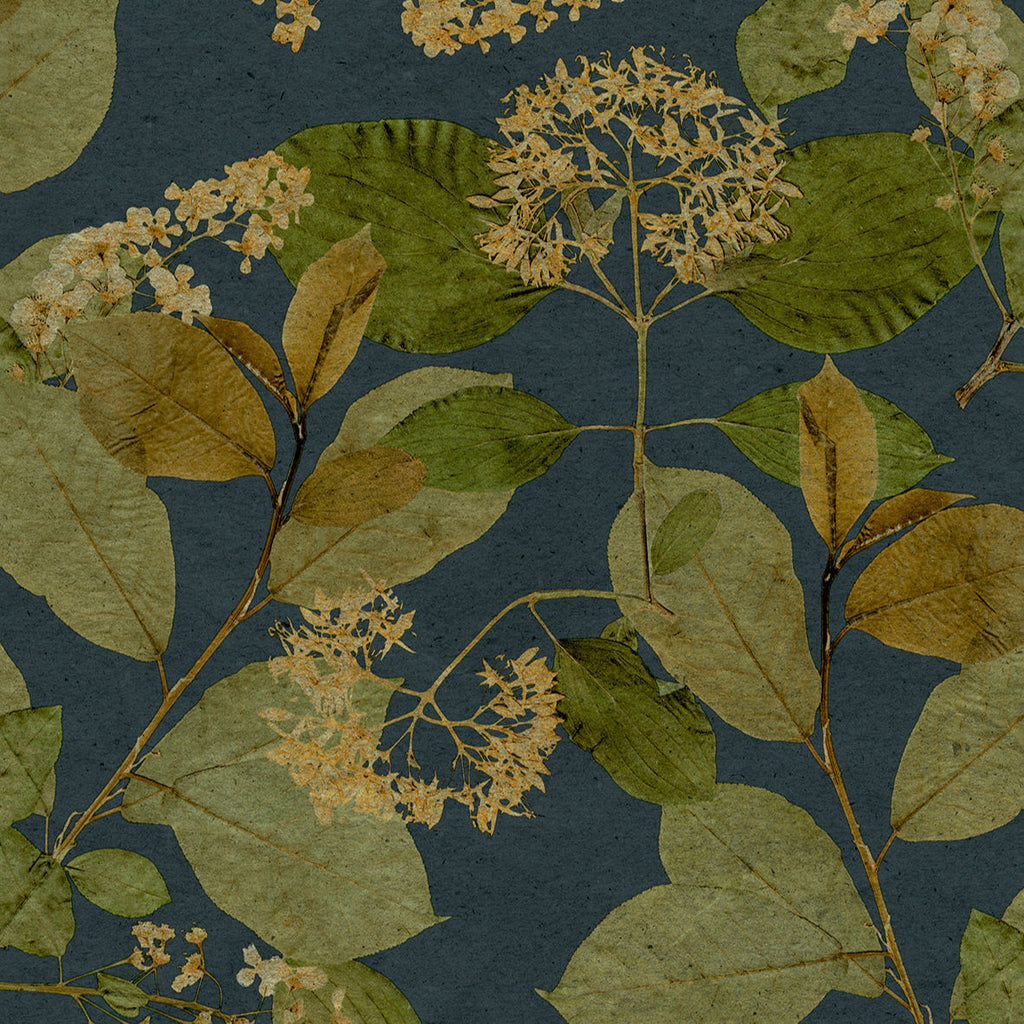 Castanum Bloom Wallpaper - Navy pattern