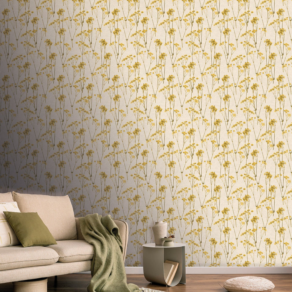 Spry Flower Wallpaper - Yellow room view