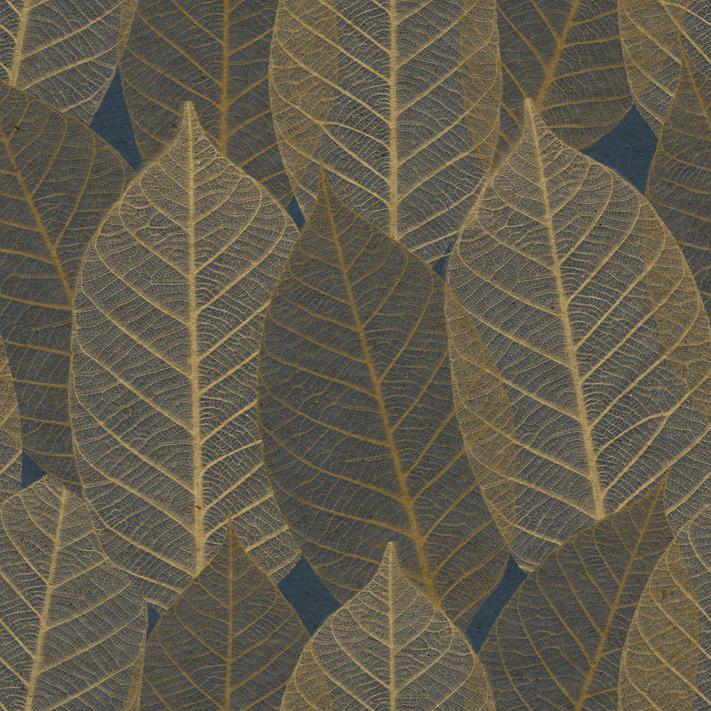 Leaf Lace Wallpaper - Navy pattern