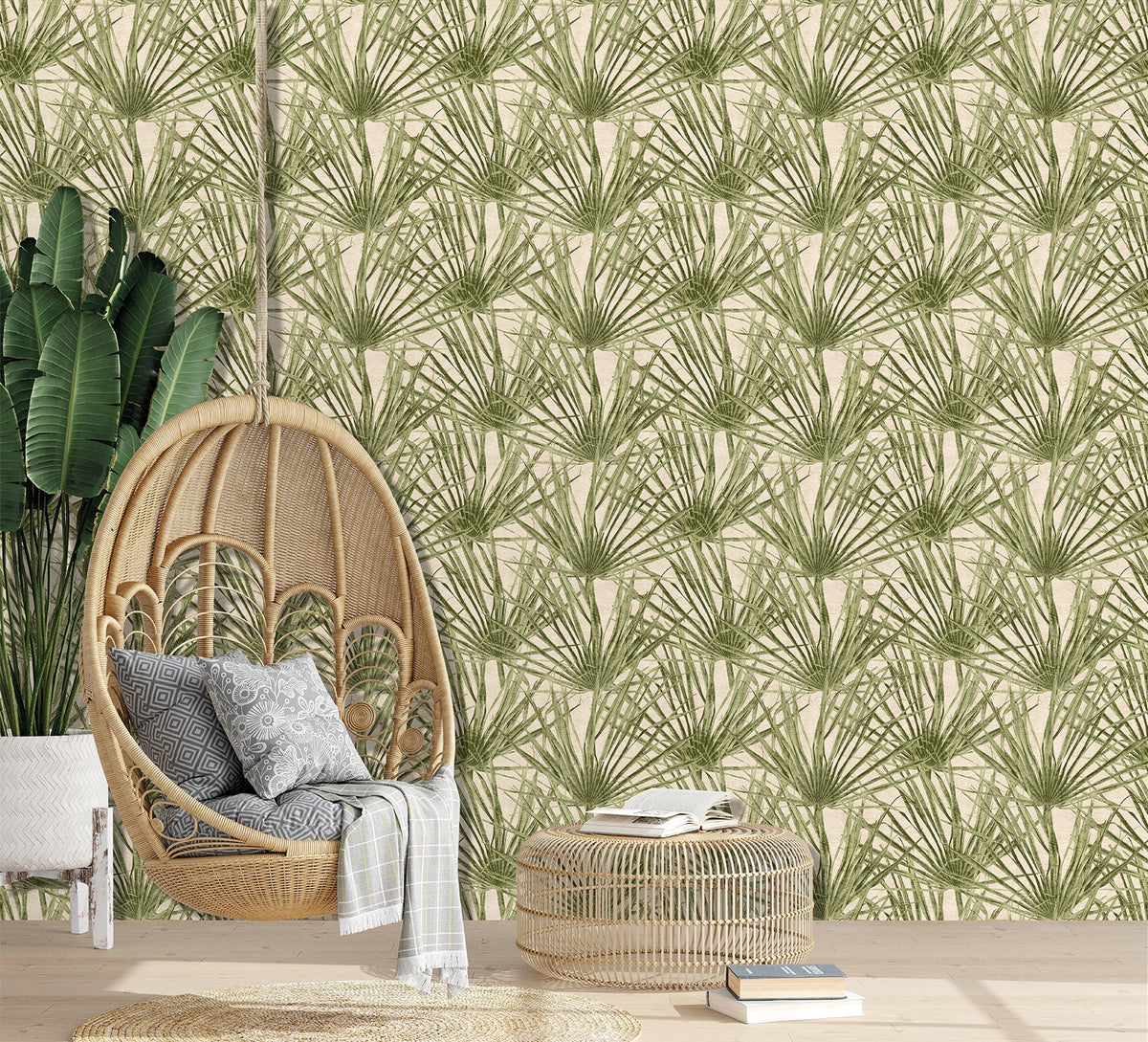 Palm Wallpaper - Green room view