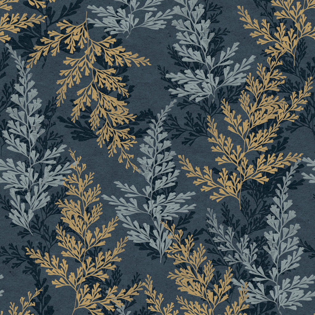 Wild Herbs Wallpaper - Navy pattern