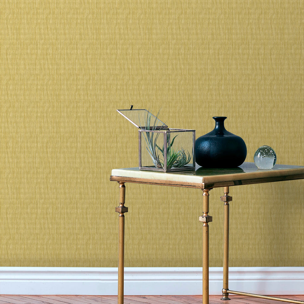 Rafia Grasscloth Wallpaper - Yellow room view