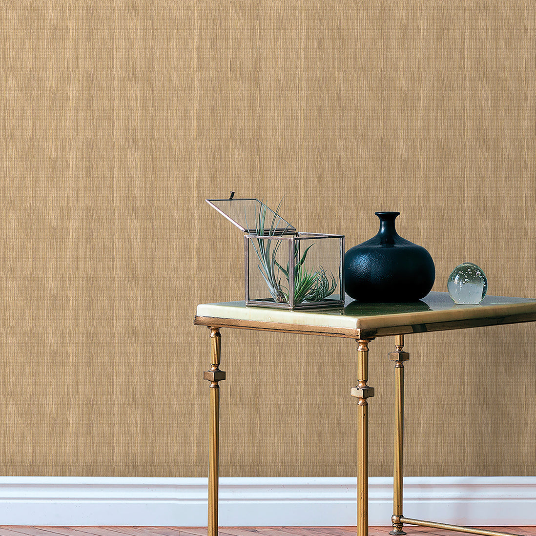 Rafia Grasscloth Wallpaper - Tan room view