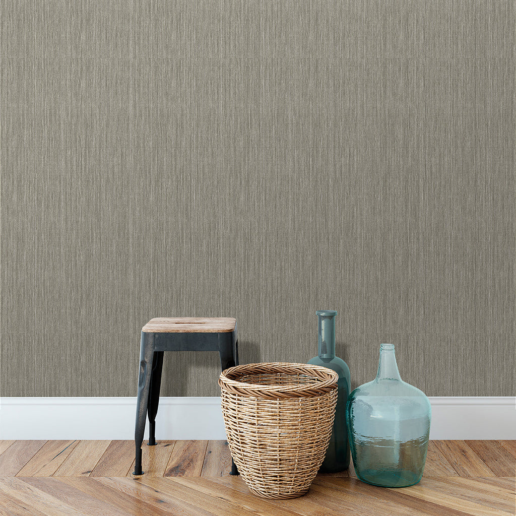 Rafia Grasscloth Wallpaper - Gray room view