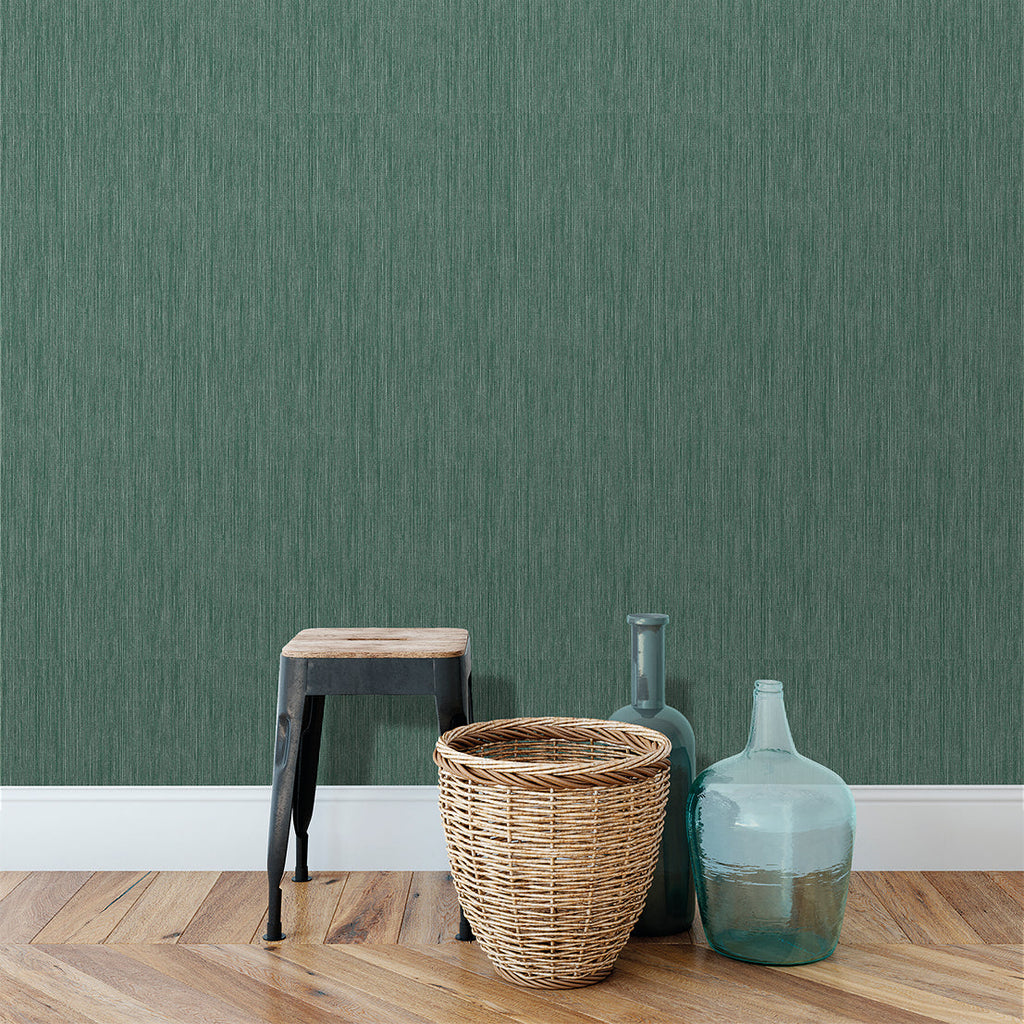 Rafia Grasscloth Wallpaper - Green room view