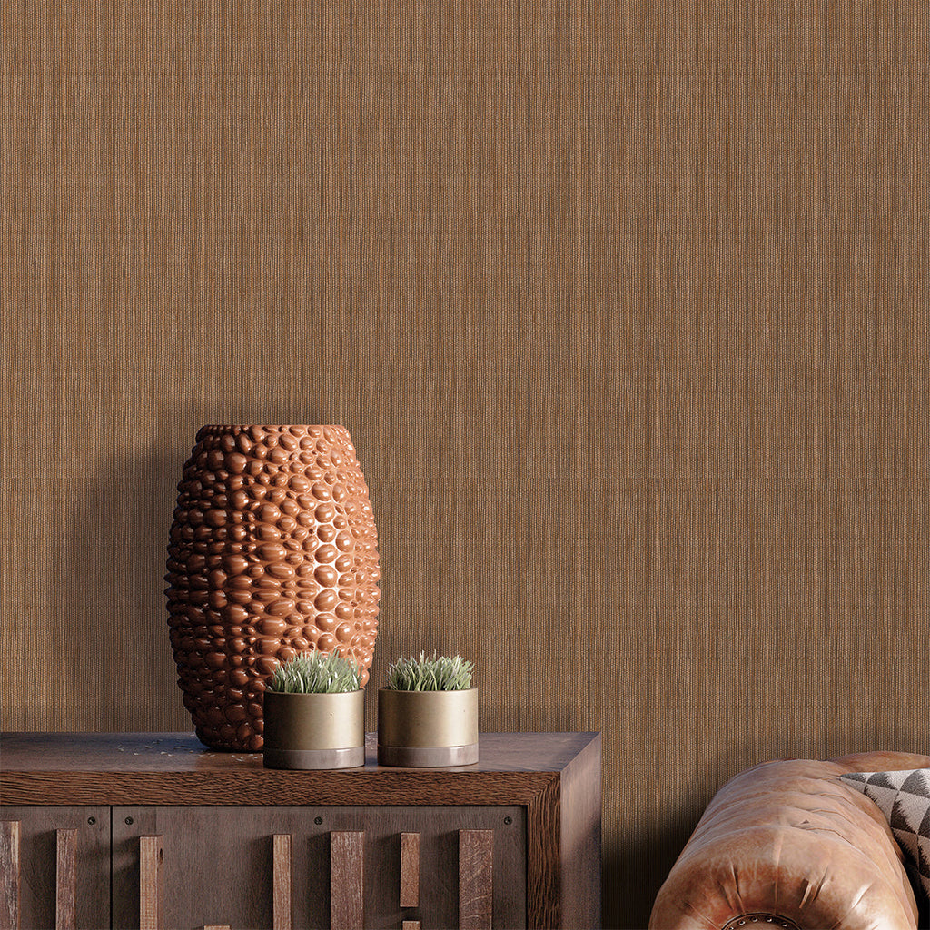 Rafia Grasscloth Wallpaper - Brown room view