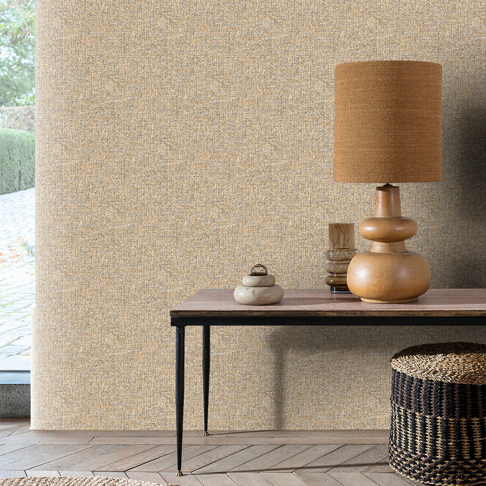 Bossanova Linen Texture Wallpaper - Cream room view