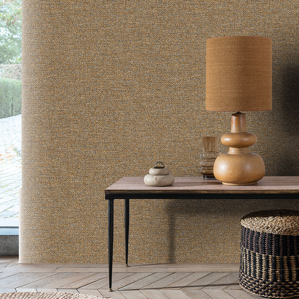 Bossanova Linen Texture Wallpaper - Blue room view