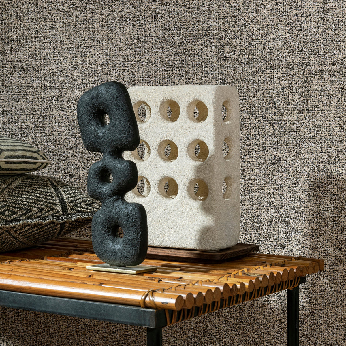 Bossanova Linen Texture Wallpaper - Green room view