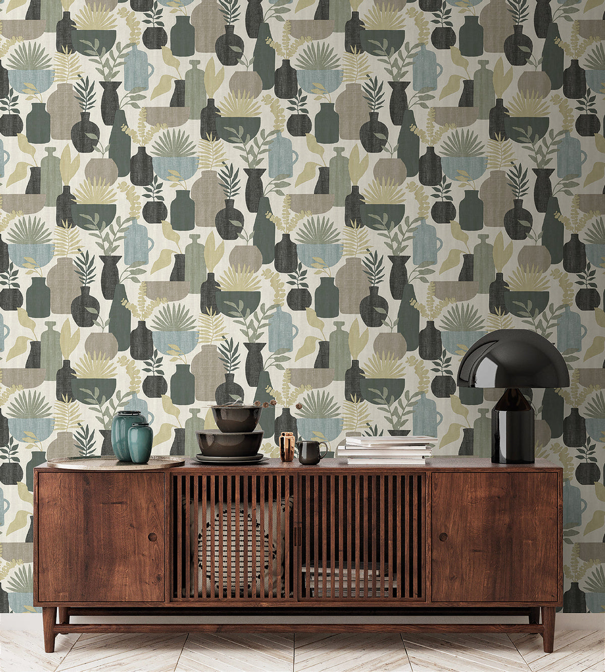 Botanica Clayworks Wallpaper - Sage room view