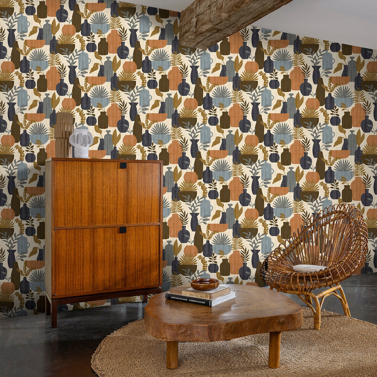 Botanica Clayworks Wallpaper - Brown room view