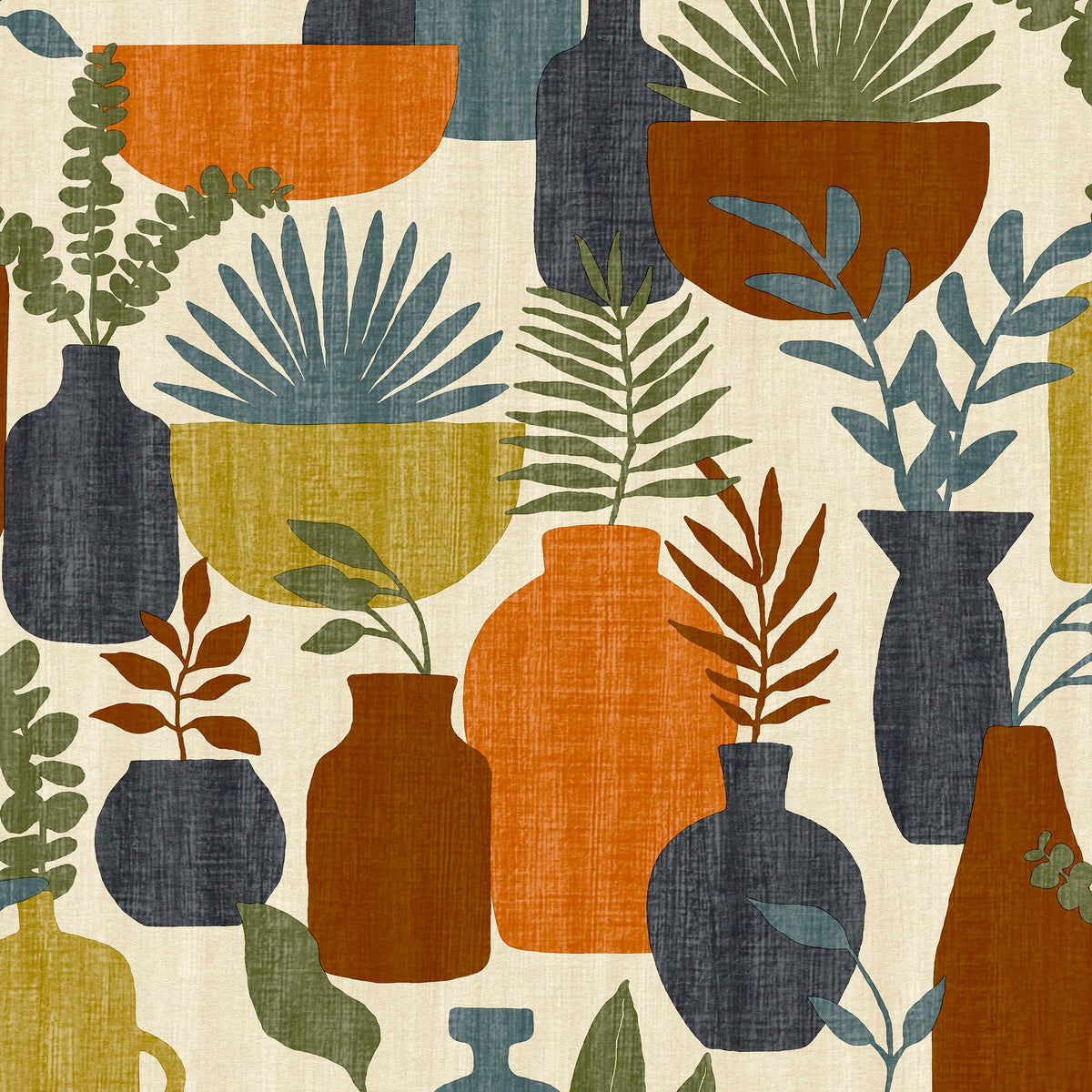 Botanica Clayworks Wallpaper - Orange pattern