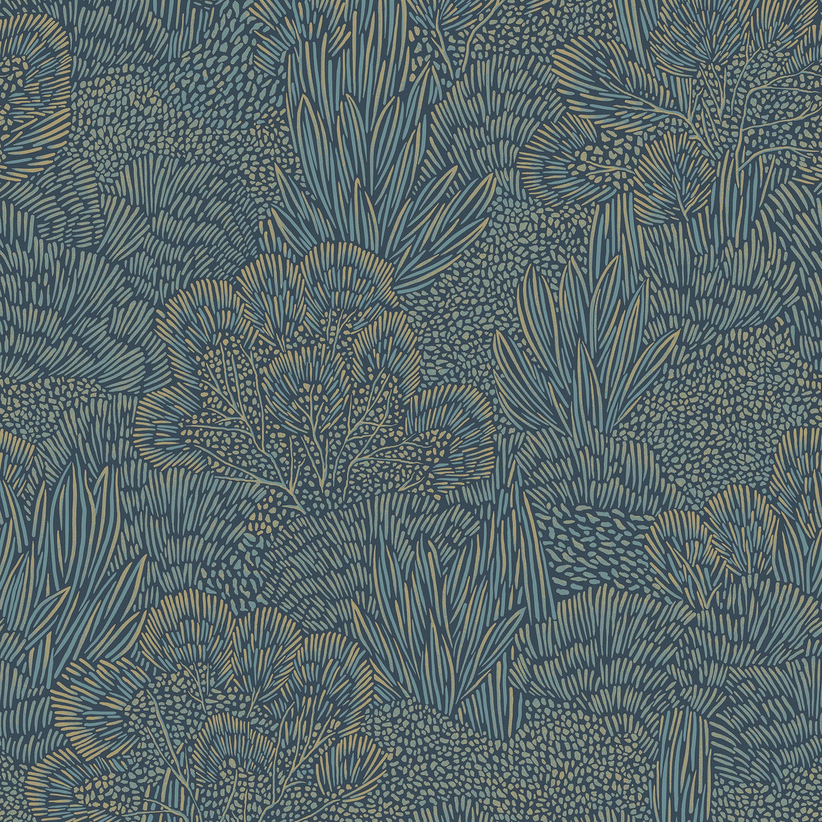 Samba Botanica Wallpaper - Blue pattern