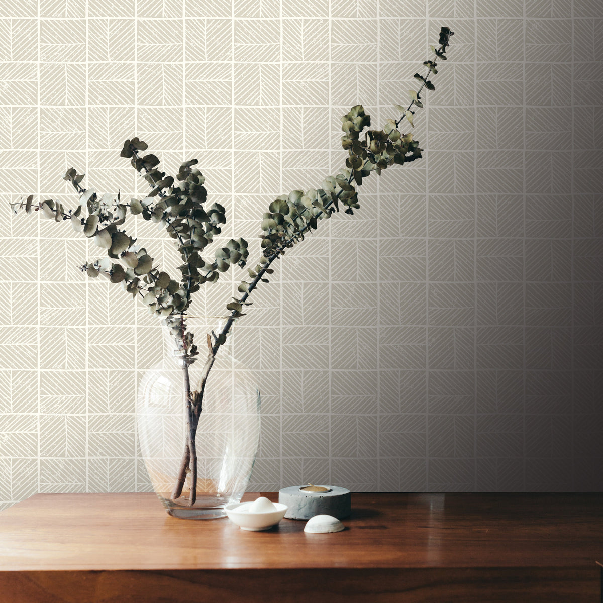 Carimbo Mosaic Wallpaper - White room view