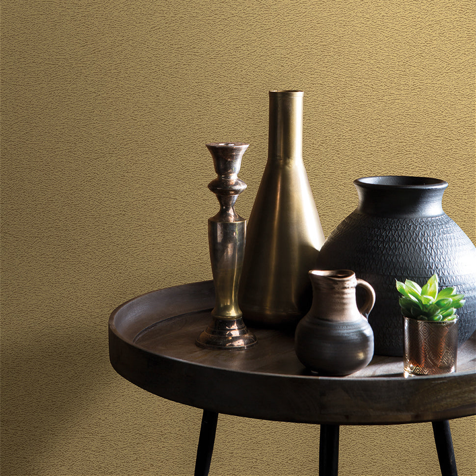 Faux Textile Fiber Texture Wallpaper - Gold room view