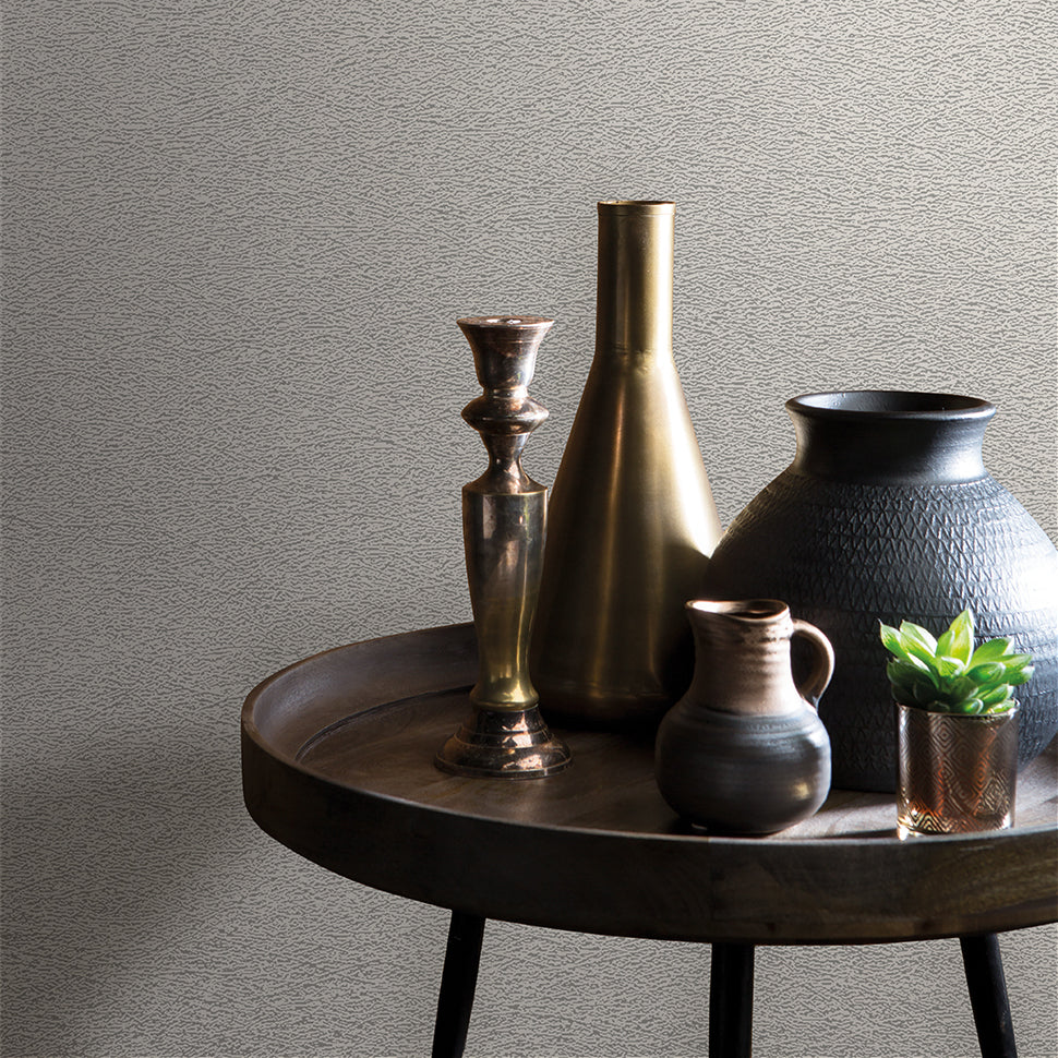 Faux Textile Fiber Texture Wallpaper - Taupe room view