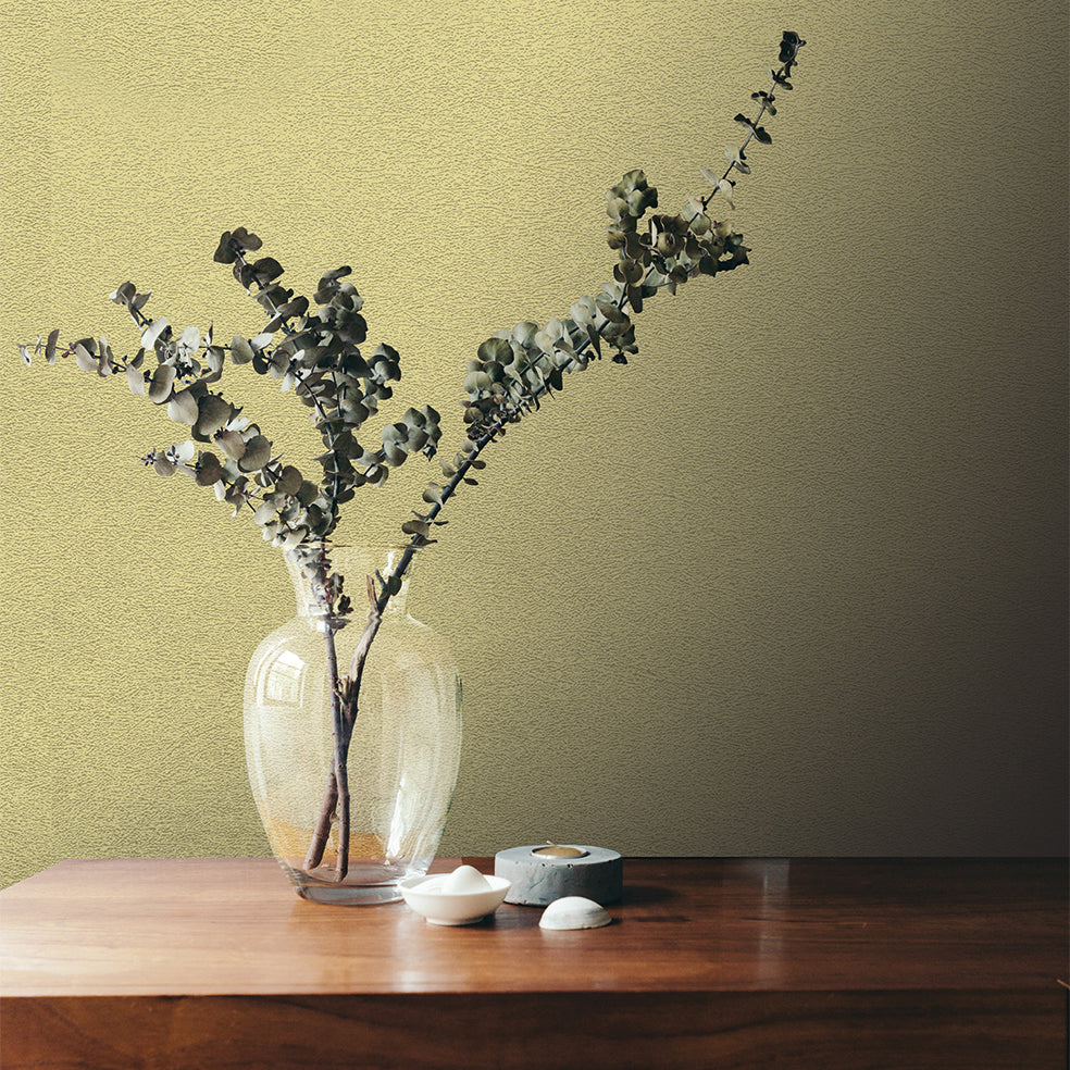 Faux Textile Fiber Texture Wallpaper - Yellow room view