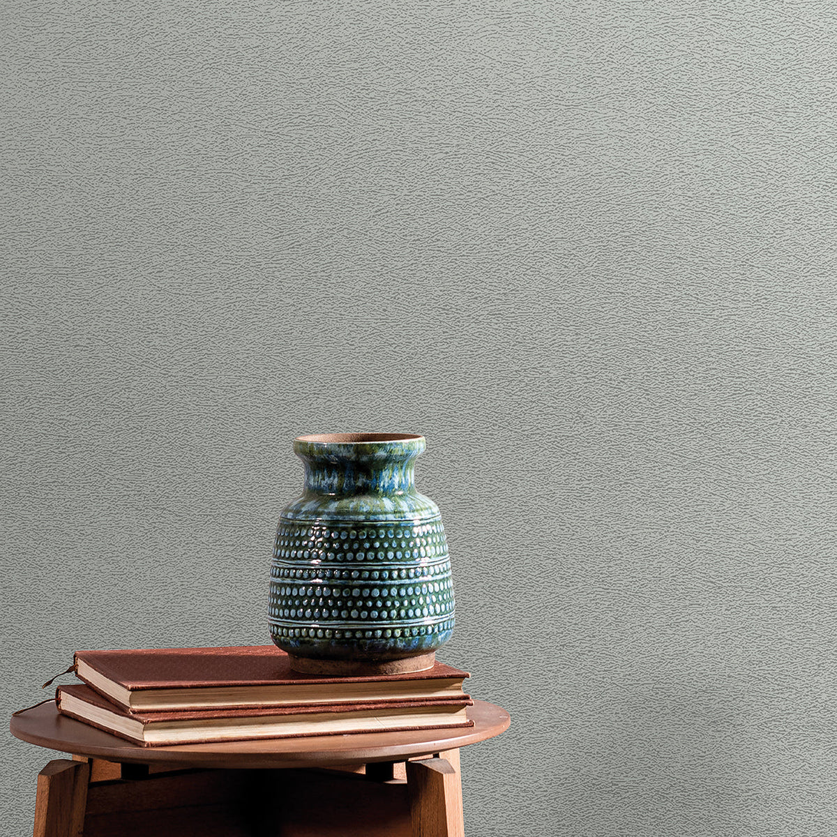 Faux Textile Fiber Texture Wallpaper - Green room view