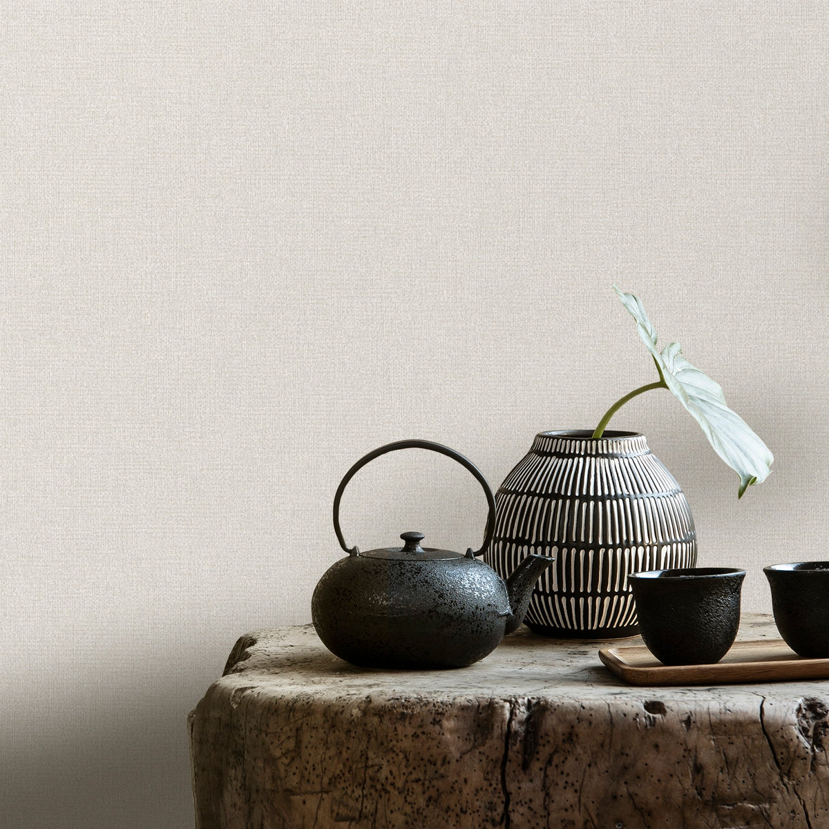 Chanel Linen Blend Wallpaper - White room view