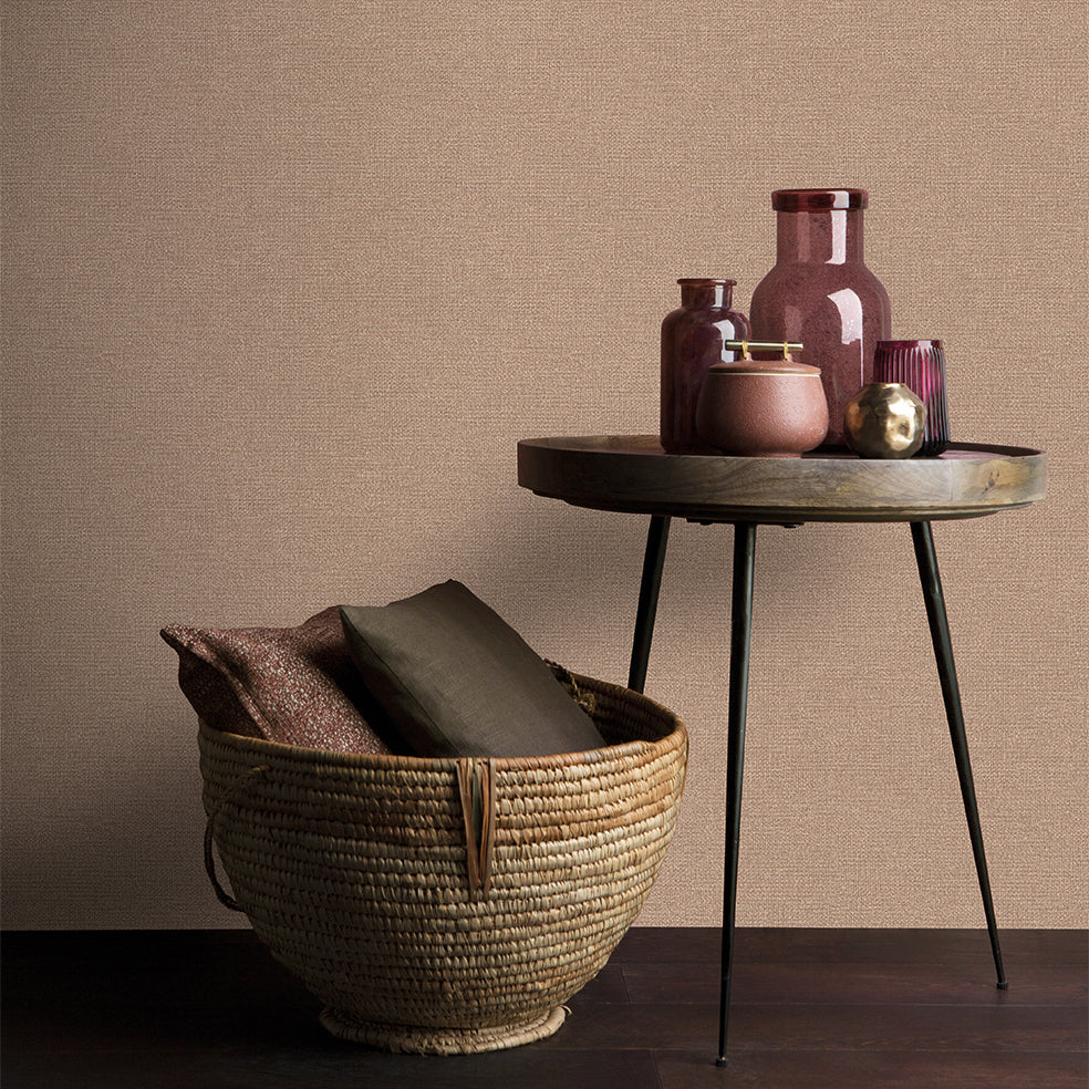 Chanel Linen Blend Wallpaper - Sepia room view