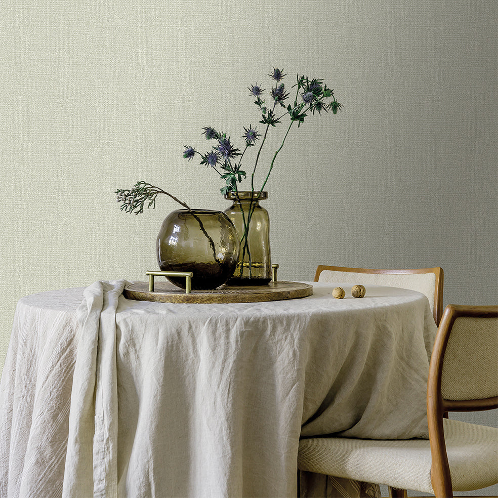 Chanel Linen Blend Wallpaper - Green room view