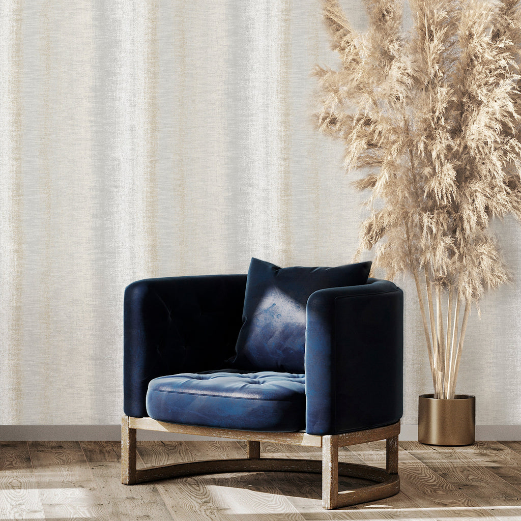 Woven Gradient Stripe Wallpaper - Beige room view