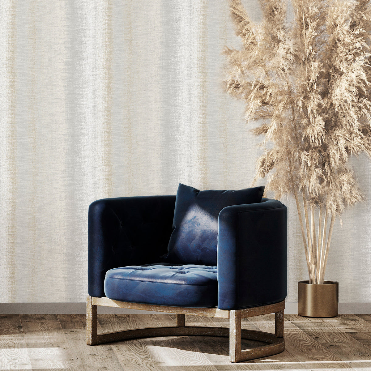 Woven Gradient Stripe Wallpaper - Beige room view