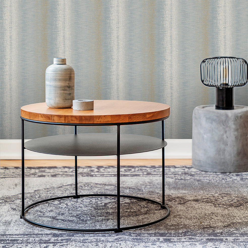Woven Gradient Stripe Wallpaper - Blue room view