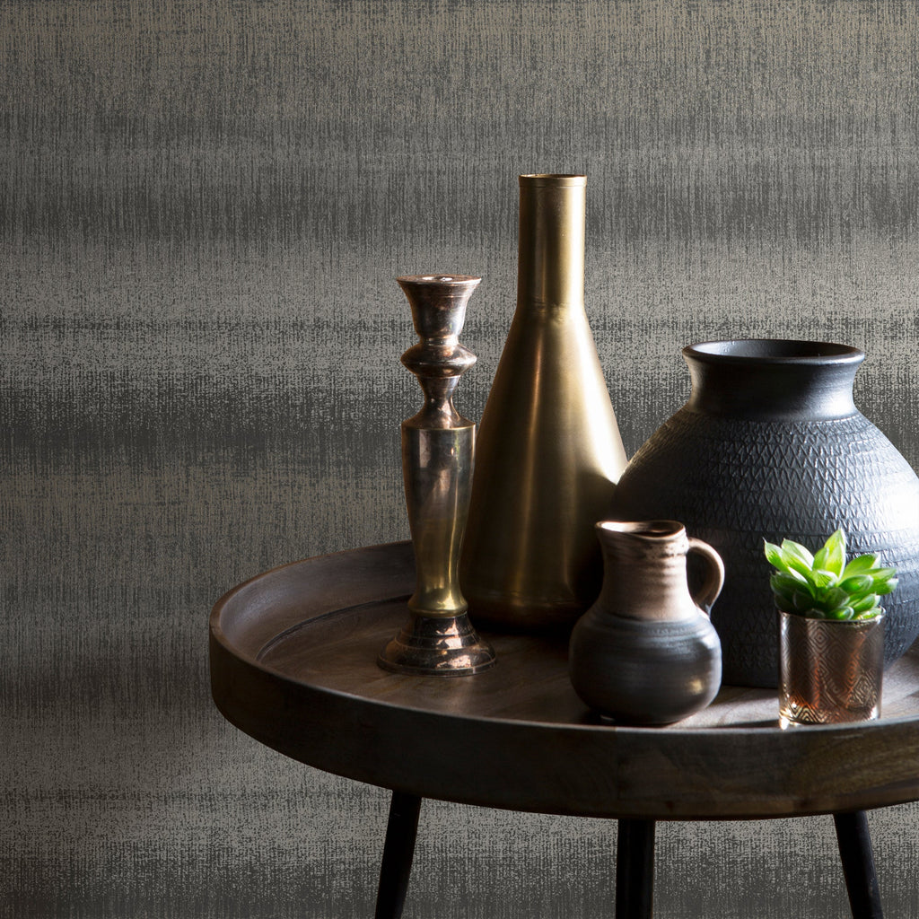 Woven Gradient Stripe Wallpaper - Brown room view