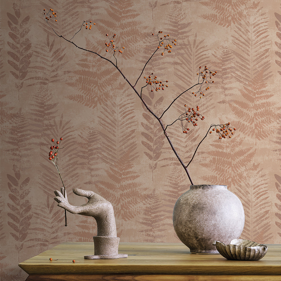 Fern Horizon Wallpaper - Red room view