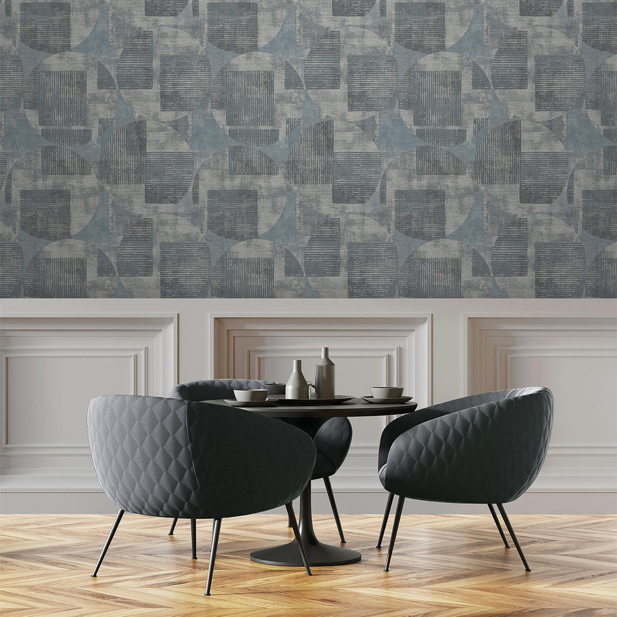 Geo Canvas Wallpaper - Blue room view