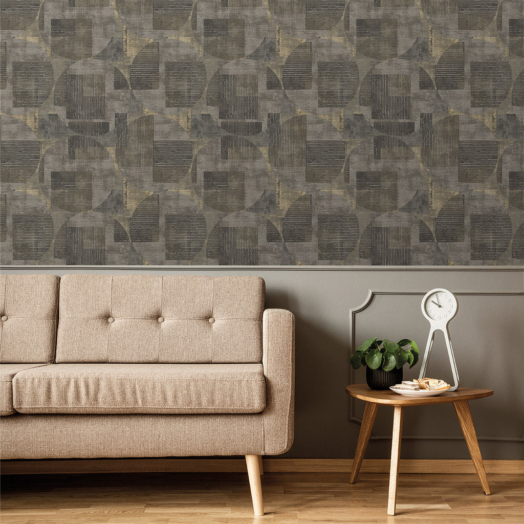 Geo Canvas Wallpaper - Brown room view