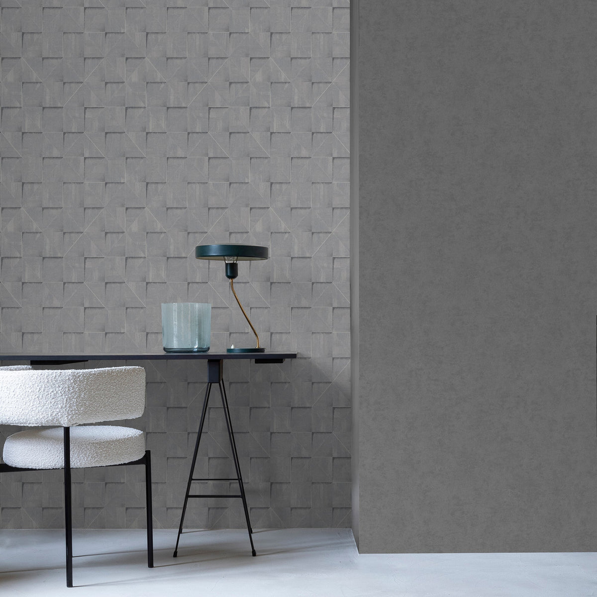 Prism Grid Wallpaper - Blue room view